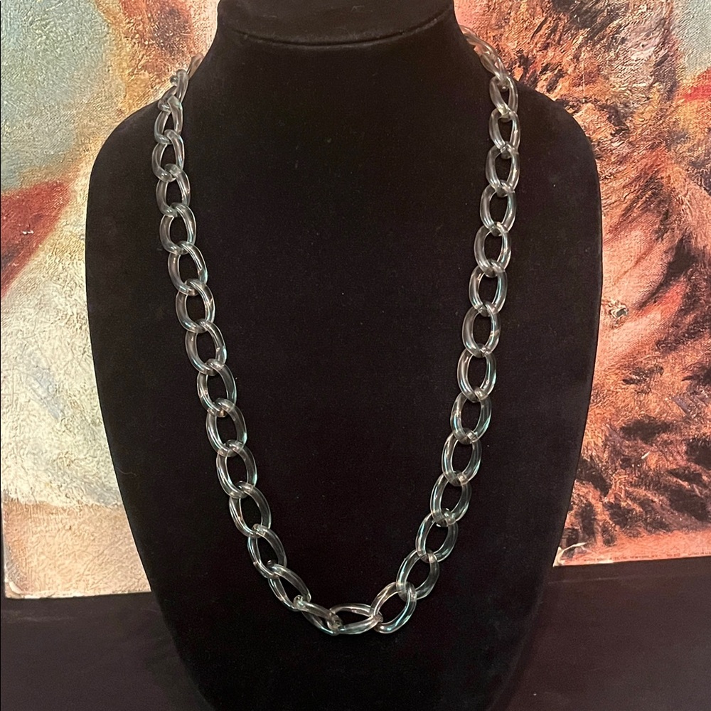 J. Crew Necklace Translucent Smokey Grey Resin Gold-tone Hardware